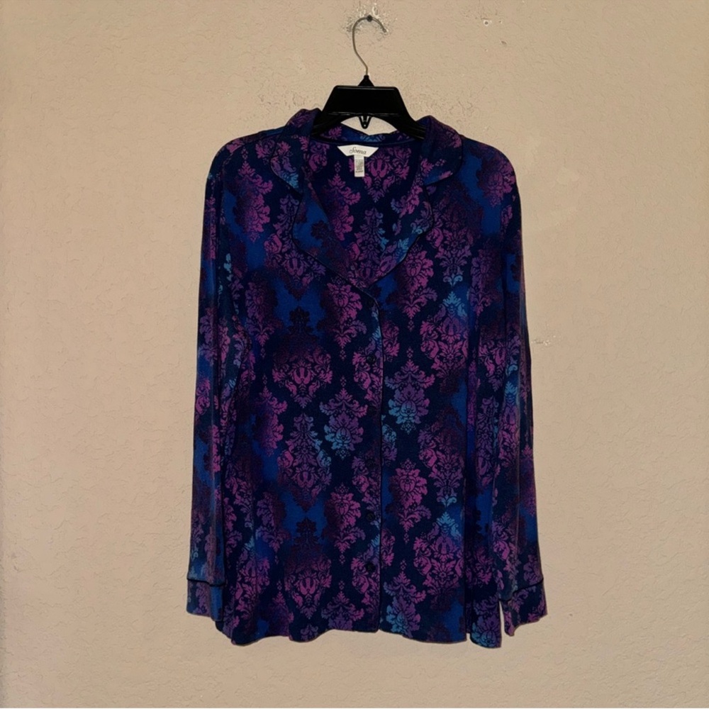 Soma Cool Nights Long-Sleeve Notch Collar Pajama Top- Size XL
